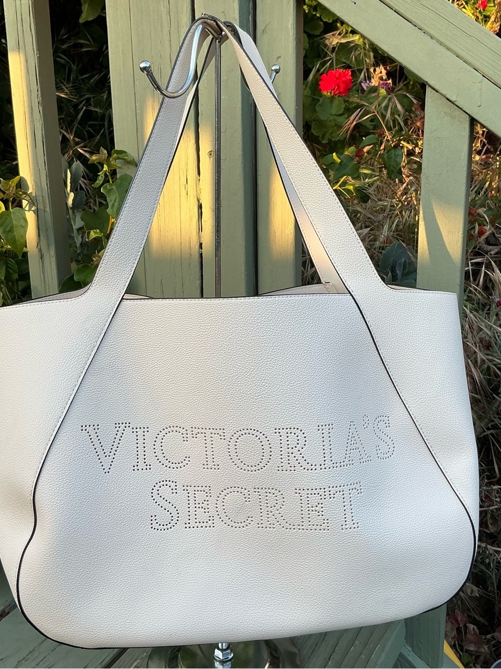 Victoria's Secret Ivory White Perforated Logo Tote
